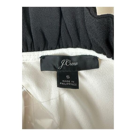J Crew Top Womens Small Ivory Black Ruffle Neck 365 Crepe‎ Minimalist Preppy - Picture 6 of 9
